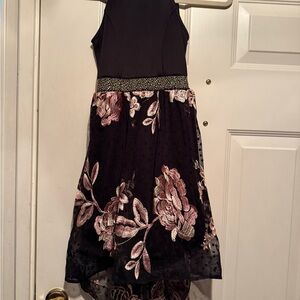 Elegant Black and Pink Floral Kids Dress